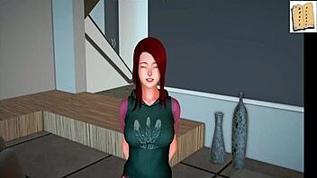 Hentai game with a redheaded amateur and a small boobed babe.