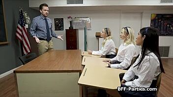 Big Dick Foursome Sharing in Classroom.