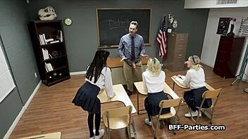 Big Dick Foursome Sharing in Classroom.