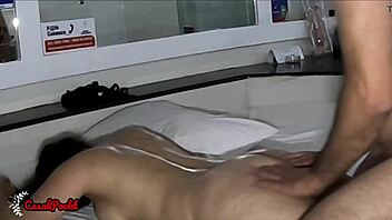 Girlfriend screams during hot candle massage turning into intense sex in motel