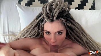 surprise from beauty with dreadlocks unfolds into hot deepthroat. pov fucking ends with a sticky creampie.