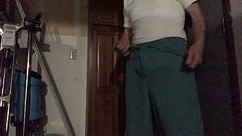 Gay amateur masturbates and rubs off.