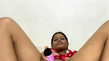 fucking my tight latina pussy with a homemade dildo until orgasm