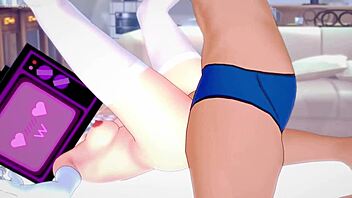 tv woman rocks tight swimsuit for some usa anime fun in 3d cartoon style.