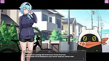 Busty delivery worker caught in wild action.