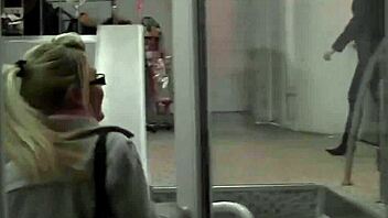 Sexy Blonde GF Gives Blowjob During Gym Workout Session