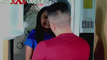 Grabbing My Wife In Washer And Shower For Passionate Sex