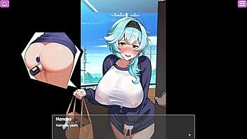 Busty delivery worker caught in wild action.