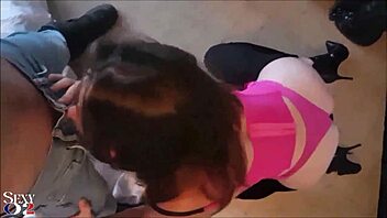 I bent over in pink corset for deepthroat.