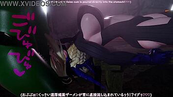 In 3D hentai, big tits cowgirl deepthroats for semen aphrodisiac pleasure