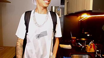 shared room where muscular guy catches young neighbor masturbating in shower