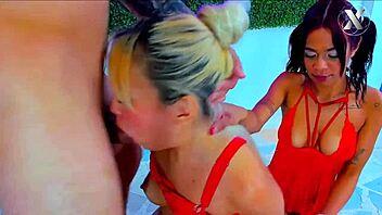 horny blonde neighbor blows me and her friend 😈