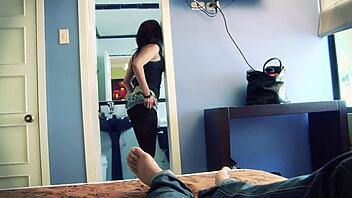 her husband fucks her! nice blowjob on that big cock and she eats all his cum!