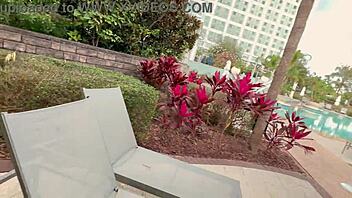 MILF EXPOSES WET PUSSY in PUBLIC HOT TUB