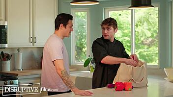 jocks cooking lesson turns into rough first gay fuck, what a surprise