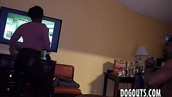 Eager ebony slut gets rough anal training in group gangbang