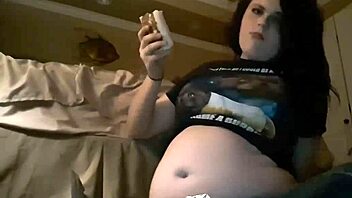 Chubby girl enjoys in stomach stroking and breast worship