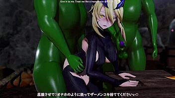 In 3D hentai, big tits cowgirl deepthroats for semen aphrodisiac pleasure