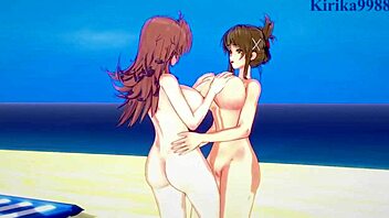 Beautiful 3D animated lesbian scenes with big-boobed characters from Martian Successor Nadesico and Super Robot Wars.