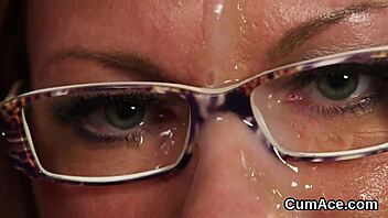 The Foxy Honey Gets Jizz on Her Face and Eats It