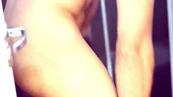 shared room where muscular guy catches young neighbor masturbating in shower