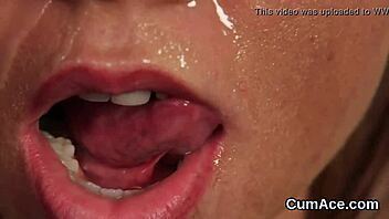 The Foxy Honey Gets Jizz on Her Face and Eats It