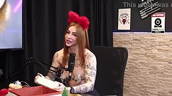 two gorgeous girls testing lingerie on breasts