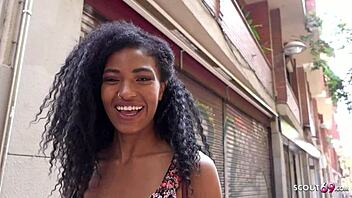 Tina Fire's deepthroat and big natural tits in German casting