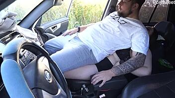 Fat Curvy Brunette Amateur Jerks Off Guy In Cornfield