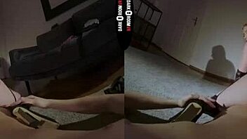 Dark room vr - redhead in her own element, big tits ass stockings tattoo blowjob!
