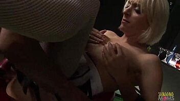 two guys fill blonde milf with sperm after hardcore threesome