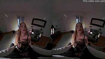 Dark room vr - redhead in her own element, big tits ass stockings tattoo blowjob!