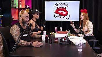 two gorgeous girls testing lingerie on breasts