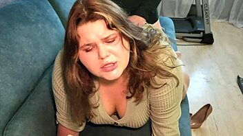 Chubby Student Sucks Cock in Short Dress for Creampie