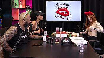 two gorgeous girls testing lingerie on breasts