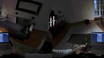 Dark room vr - redhead in her own element, big tits ass stockings tattoo blowjob!