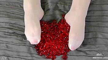 Red hearts and nylon fetish for Valentine’s day