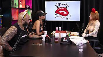 two gorgeous girls testing lingerie on breasts