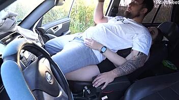 Fat Curvy Brunette Amateur Jerks Off Guy In Cornfield