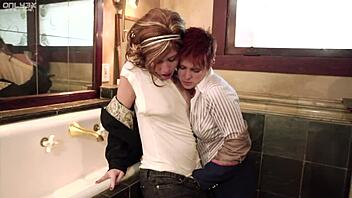 Proxy Paige, Lily Cade, and Nikki Hearts in lesbian threesome.