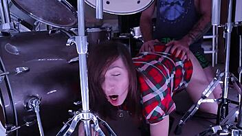 Stepmother gets stuck in the drum set and has to have sex with stepson to get help.