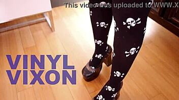 Vinyl Vixon sucks big cock POV and swallows huge load!