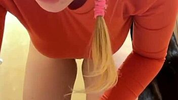 extreme public fucking with big tits, shaved pussy, and vibrator control close up