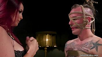 Huge Boobs Redhead Dom Anal Fucks Man in Kinky Bound Submission Play