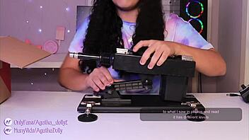 Agatha Dolly tests new sex machine in doggy