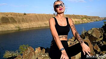 damn, check this sexy blonde queen sucking a huge dick outside, real public action with cum on her ass and close-up juicy pussy!