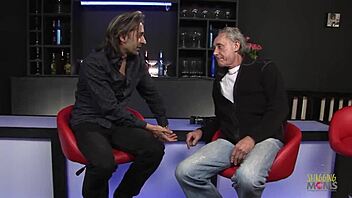 two guys fill blonde milf with sperm after hardcore threesome