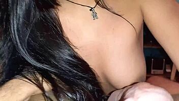 Big ass latina sucks friend's dick hard!