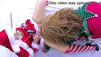 Nadia White spanks Nins Rivera hard for Christmas domination play