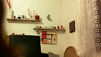 European woman applies cream to face and body.